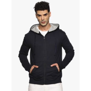 HOODIE WITH FULL ZIPPER, COLOUR- NAVY