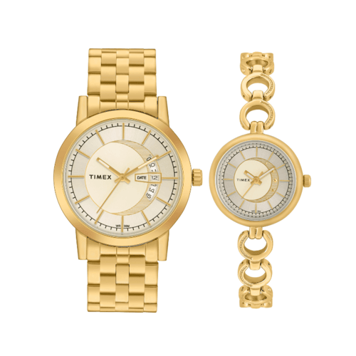 TW00ZR029-1 Timex Classics Pairs, Champagne Dial, Round Case Analog Watch
