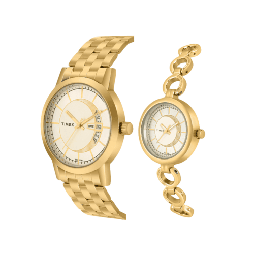 TW00ZR029-2 Timex Classics Pairs, Champagne Dial, Round Case Analog Watch