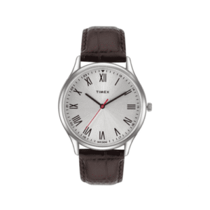 TW00ZR411-1 Timex Mens, Silver Dial, Brown Croco print Leather Strap, Analog Watch