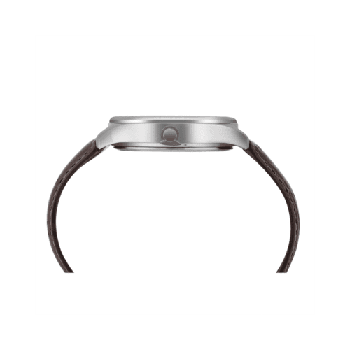 TW00ZR411-3 Timex Mens, Silver Dial, Brown Croco print Leather Strap, Analog Watch