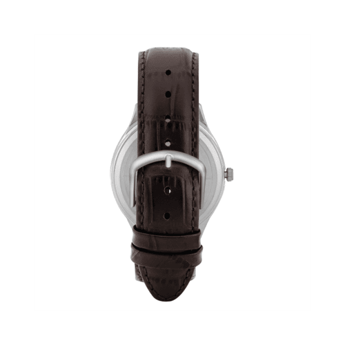 TW00ZR411-5 Timex Mens, Silver Dial, Brown Croco print Leather Strap, Analog Watch