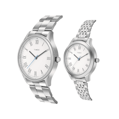 TW0ZRPR00-2 Timex Basic Pairs, White Dial Round Case Analog Watch